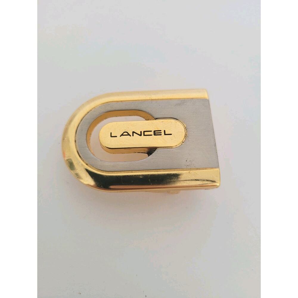Lancel Paris‎ Vintage Belt Buckle Replacement Gold Silver Tone Slim 1" Italian